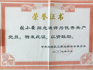 联合委员会荣誉证书